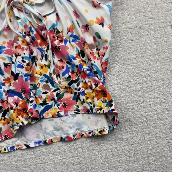 Catalina Swimwear Floral Watercolor Top Halter Size L Tropical AOP Summer Beach - Picture 10 of 12